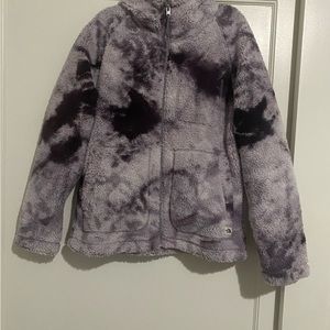 EUC North Face Tie Dye Fleece Zip Jacket Hood Size XS Purple